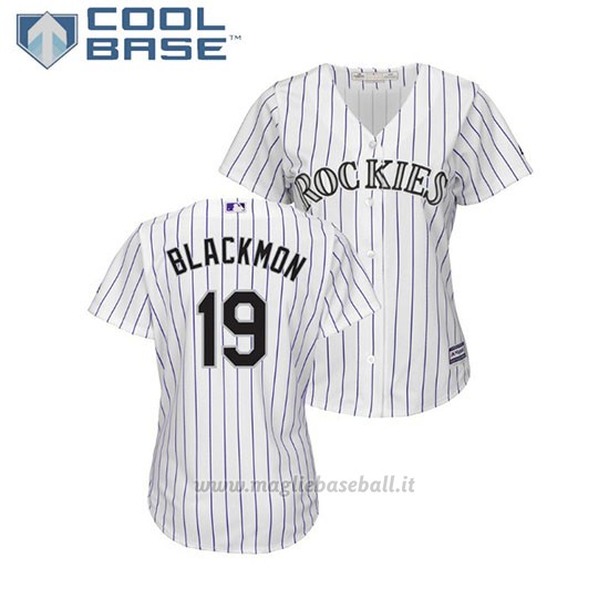 Maglia Baseball Donna Rockies Charlie Neromon Cool Base Majestic Replica Bianco